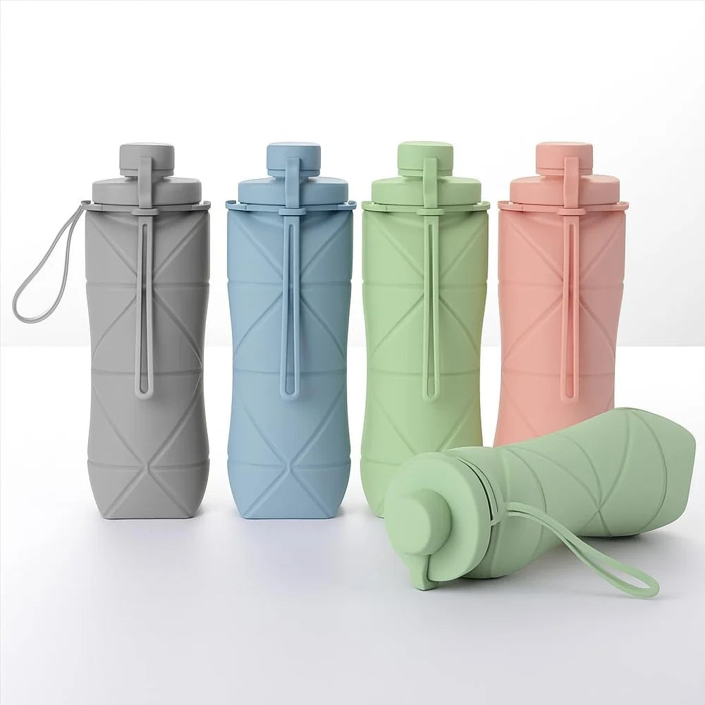 FOLDABLE SILICONE WATER BOTTLE Collapsible · 600ml · Food-Grade Silicone Bottle
