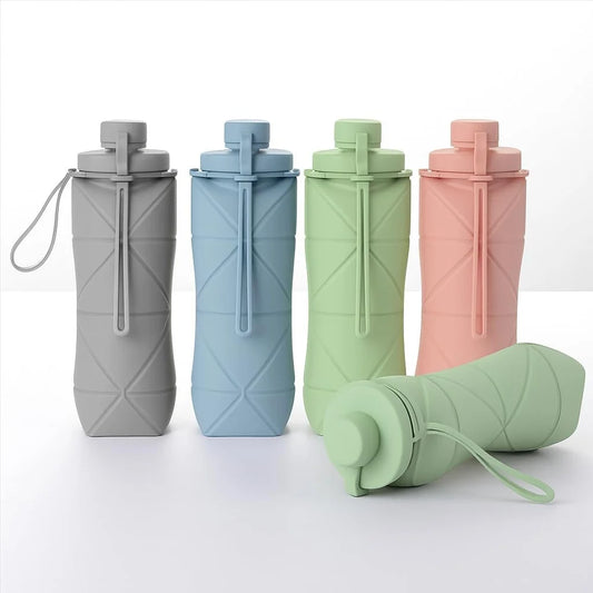 FOLDABLE SILICONE WATER BOTTLE Collapsible · 600ml · Food-Grade Silicone Bottle