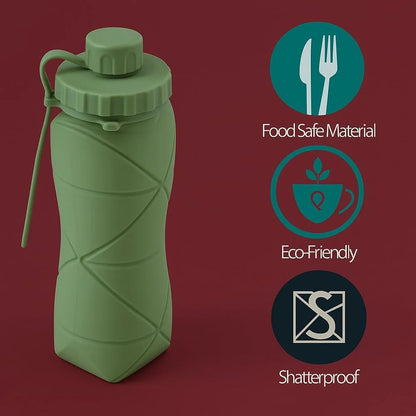FOLDABLE SILICONE WATER BOTTLE Collapsible · 600ml · Food-Grade Silicone Bottle