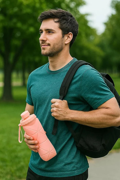 FOLDABLE SILICONE WATER BOTTLE Collapsible · 600ml · Food-Grade Silicone Bottle
