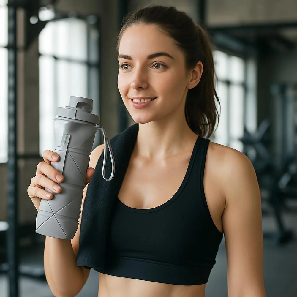 FOLDABLE SILICONE WATER BOTTLE Collapsible · 600ml · Food-Grade Silicone Bottle